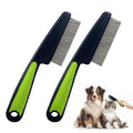 2Pcs Flea Comb for Dogs Cats, Upgrade Multifunctional Pet Comb Pet Hair Removal Flea Comb, Fine Tooth Stainless Cleaning Massage Brush for Dog Cat (Green)