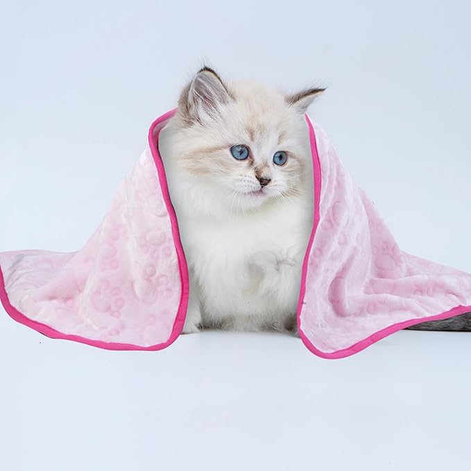 Stuffed 3pcs Premium Soft Dog Blankets for Small Dogs, Cat Blanket Calming Washable for Bed Couch Crate Protection Cover, Dog Puppy Kitten Essentials Christmas Dog Gifts, 24 * 16 inches, Pink