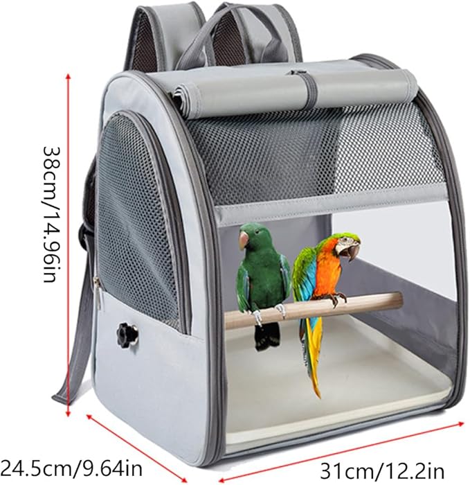 Portable Breathable Bird Backpacks Carriers with Removable Tray and Shade Cloth for Small Parrots Travel Cage Compacts Bird Cage Backpacks