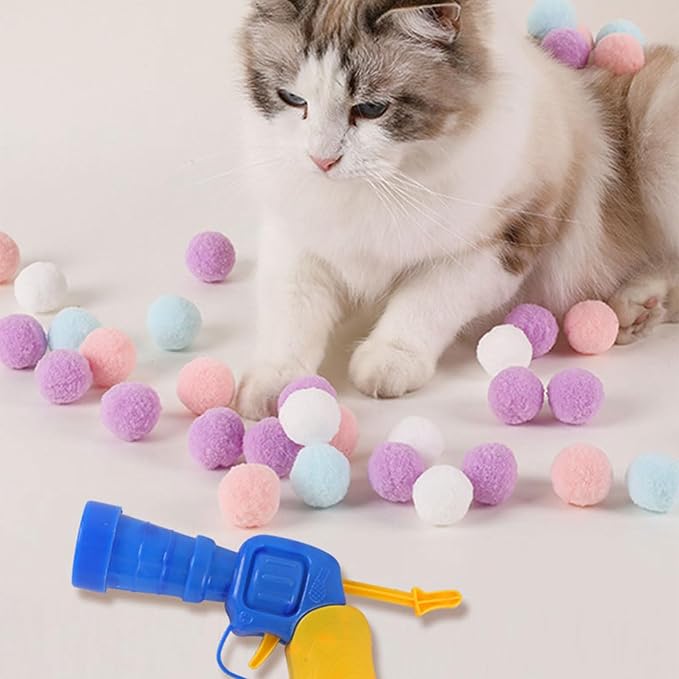 Set of 100 Quiet Toy for Cat Training Pompoms Pet Exercising Supplies Colorful Pompoms Chasing Noiseless Cat Pompoms