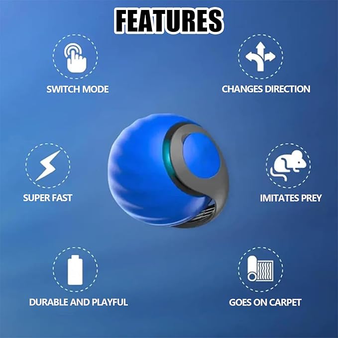 Smart Interactive Cat Toy,2025 New Generation Interactive Cats Toys,Interactive Cat Toys for Indoor C at Ball,Automatic Moving Cats Toy Ball with Tail (Blue+Orange)