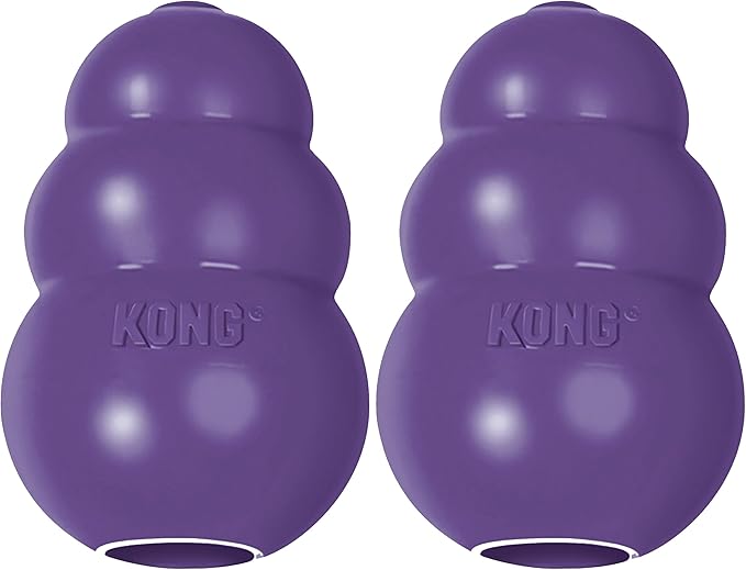 KONG Senior - Dog Toy with Gentle, Natural Rubber - Durable Dog Toy for Older Dogs - Use Treats with Stuffable Chew Toy - Treat Toy for Chewing & Fetching - for Medium Dogs (Pack of 2)