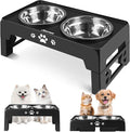 Elevated Dog Bowls for Small Dogs and Cats, Non-Slip Cat Bowls with 2 Thick 5.5" Stainless Steel Dishes, Dog Feeder 2 Heights Adjustable to 2.6"-5.3"