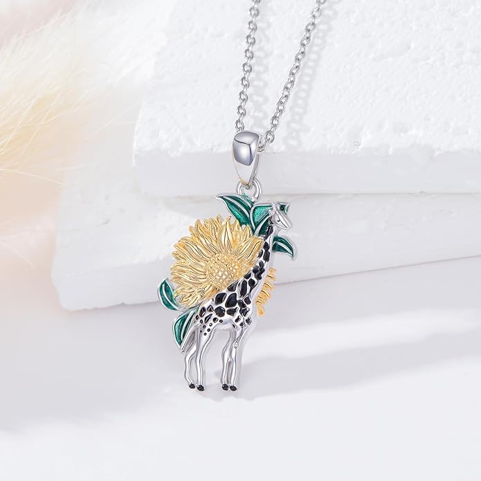 Guinea Pig/Raccoon/Butterfly/Panda/Hummingbird/Giraffe/Rabbit Necklace 925 Sterling Silver Animal Pendant Jewelry Gift for Women Mom