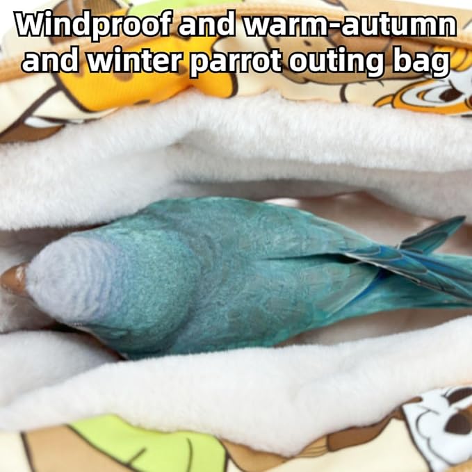 Warm Bird Carrier Bag for Winter Shoulder/Hand Bag Outdoor Portable Travel Carrier with Air Holes for Parakeets Lovebirds Conures Quarkes Caique (Blue,Medium)