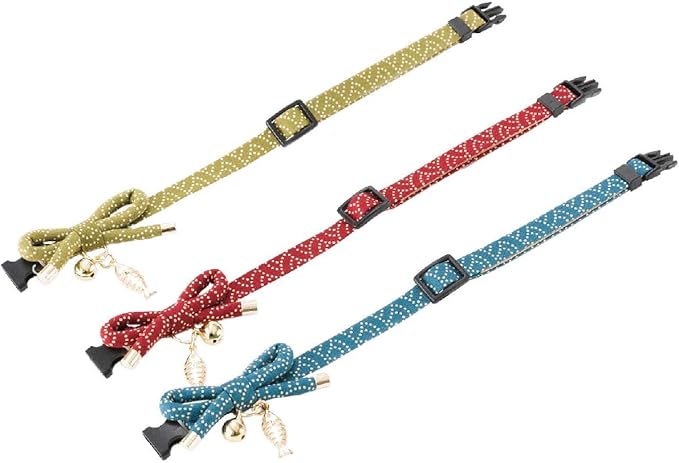 Necoichi Zen Fish Charm Cat Collar (Green) with Bell Safety Breakaway Soft Lightweight for Cats Kitty Kitten Japanese Stylish Pattern, No.1 Seller in Japan