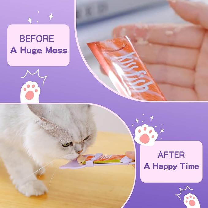 LICKJIMO-2PCS Cat Treat Dispenser,Multi Function Spoon for Churu Lickable Cat Treats,Cat Treat Spoon for Lickable Cat Treats Squeeze up,Food Dispenser Cat Feeder,Cat Food Spoon Big Size(2 Color)
