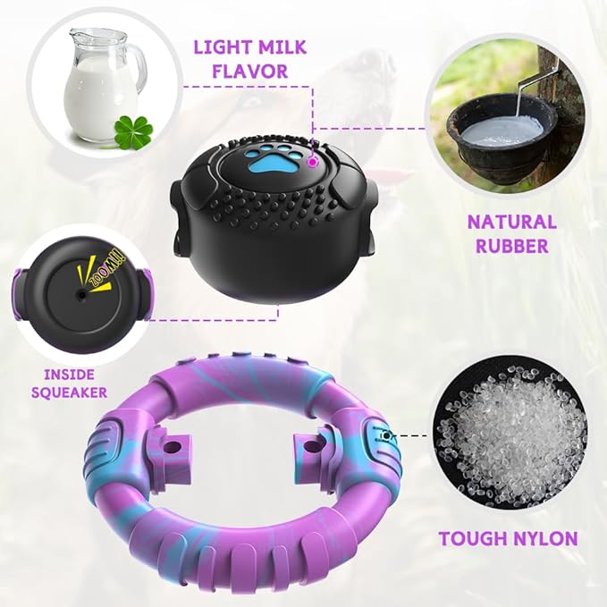 Dog Toys for Aggressive Chewers Large Medium Small Breed, Indestructible Durable Tough Dog Chew Toys to Keep Them Busy, Nylon Rubber Interactive Dog Toys
