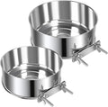 2 Pcs Large Pet Dog Food Water Bowl for Cage Stainless Steel Non-Spill Kennel Hanging Cats Bowls with Clamp Holder Crate Feeder Dish for Medium Large Dogs Huge Pets (7.1x2.5'' & 6.3x2.4'')