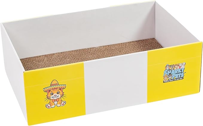 Timmy The Cat’s XL Cardboard Cat Scratcher Box - Snarky Pets Cat Scratch Lounge & Cat Bed - Durable Corrugated Scratch Pad for Large Cats & Chonks-Flat Pack with one pad