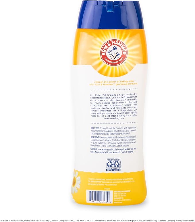 Arm & Hammer for Pets Itch Relief Shampoo, 20oz Chamomile and Peppermint Scent | Professional Quality Dog Itch Shampoo, Free of Sodium Lauryl Sulfate & Parabens
