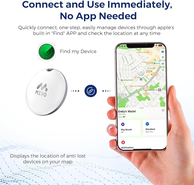 Item Finder Tracker Air Tag Compatible - Apple Find My Supported, No App Needed | IP67 Waterproof, 365-Day Battery, Global Tracking | Compact for Kids Pets Keys Luggage Wallets (iOS/iPadOS 14.5+)