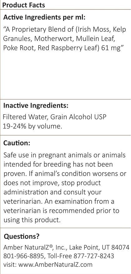 Amber NaturalZ TYD Thyroid Balance Herbal Supplement for Dogs, Cats, Birds, Guinea Pigs, and Rabbits | Herbal Pet Supplement for Thyroid Health | 1 Fluid Ounce Glass Bottle | Manufactured in The USA