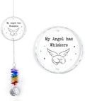 Glass Ornament Suncatcher - My Angel HAS Whiskers - Cat Memorial Sympathy Keepsake - Crystal Rainbow Maker for Cats Lovers - Mother's Day for Dog Cat Mom Dad Pet Owners