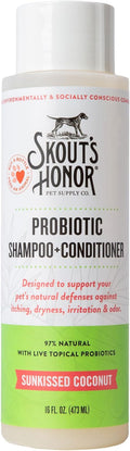 Skout’s Honor Probiotic Natural Dog Shampoo and Conditioner with Avocado Oil & Omega-3s, Gentle Puppy Shampoo, Hydrating Dog Conditioner, 97% Natural, Paraben & Sulfate-Free, Cruelty-Free, 16 oz