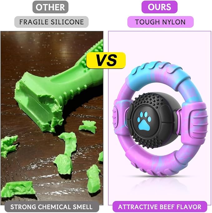 Dog Toys for Aggressive Chewers Large Medium Small Breed, Indestructible Durable Tough Dog Chew Toys to Keep Them Busy, Nylon Rubber Interactive Dog Toys