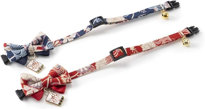 Necoichi Kabuki Charm Bow Tie Cat Collar (Navy)