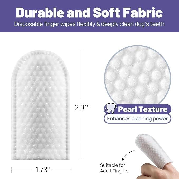 Disposable Pet Cleaning Finger Wipes, Easy Cleaning for Dog/Cat/Rabbit Pets Eye Dirt, Ear Dirt, Teeth Food residues, etc., Compact and mild Non-irritating no Odor, 50 Count