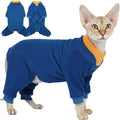 T'CHAQUE Sticky Hair Cat Onesie - Soft Long Sleeve Cat Pajamas, Anti-Shedding,Surgery Recovery Suit, Wound Protection & Preventing Licking, Kitten Sweaters for Male Female, Blue-M