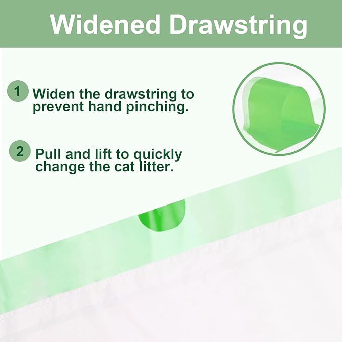 20 Count 36" x 18" Cat Litter Box Liners bag xl extra large, 2 Rolls Drawstring Litter Bags, Extra Thick Litter Pan Liners Heavy Duty,（2-Pc/20 Counts）
