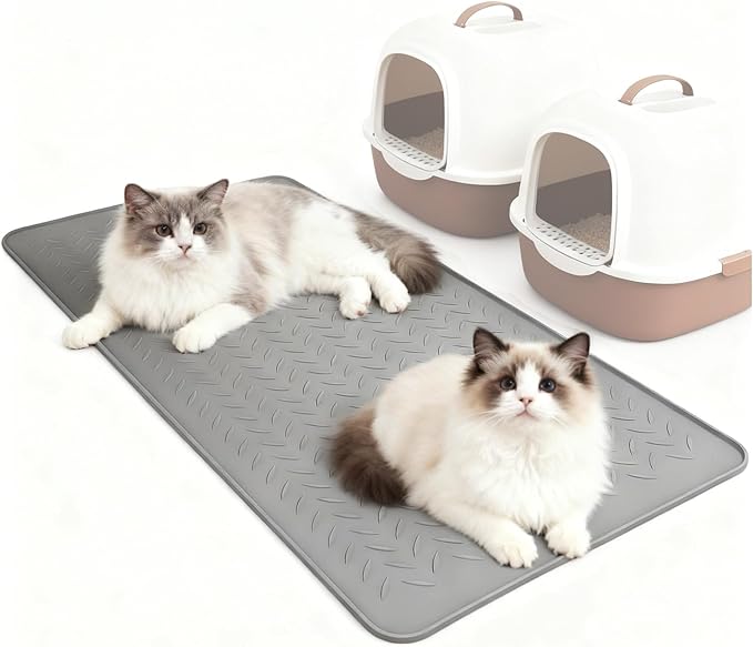 Cat Litter Mat, Extra Large 51" x 26" Litter Box Mat, Silicone Cat Litter Trapping Mat for Litter Box Scatter Control,Waterproof and Easy to Clean