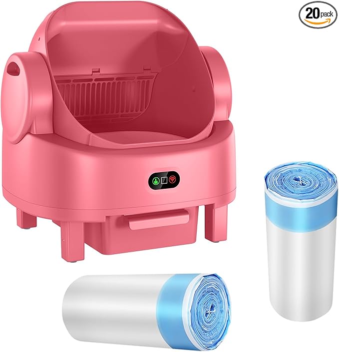 Self-Cleaning Cat Litter Box Liners,Replaced Waste Bags-2 Rolls, Cat Litter Waste Receptacles Bags Thickened Leak-Proof & Odor-Control for Open-Top Self-Cleaning Cat Litter Box (Yblue)