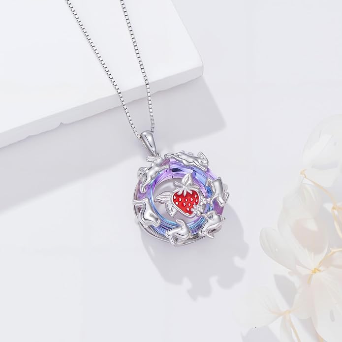 Guinea Pig/Raccoon/Butterfly/Panda/Hummingbird/Giraffe/Rabbit Necklace 925 Sterling Silver Animal Pendant Jewelry Gift for Women Mom