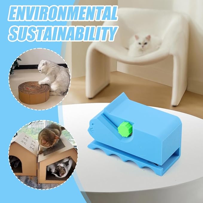 Cardboard Cutter for Cat Scratchers with 10pcs Blade, 3D Printed Kitten Shaped Cutter, DIY Cat Scratchers Cardboards Strip Tool, Cardboard Cutting Machinefor Cats Lovers