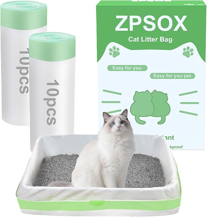 20 Count 36" x 18" Cat Litter Box Liners bag xl extra large, 2 Rolls Drawstring Litter Bags, Extra Thick Litter Pan Liners Heavy Duty,（2-Pc/20 Counts）