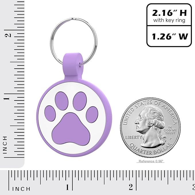 WhoseID QR Code Cat Tag, Modifiable Online Profile, Multiple Emergency Contact, Silicone Cat Tag, Lightweight, Waterproof, No Jinging, Collar Accessories (Medium to Large Breeds - 1.25", Purple)