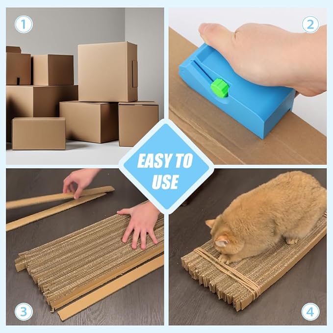 Cardboard Cutter for Cat Scratchers with 10pcs Blade, 3D Printed Kitten Shaped Cutter, DIY Cat Scratchers Cardboards Strip Tool, Cardboard Cutting Machinefor Cats Lovers