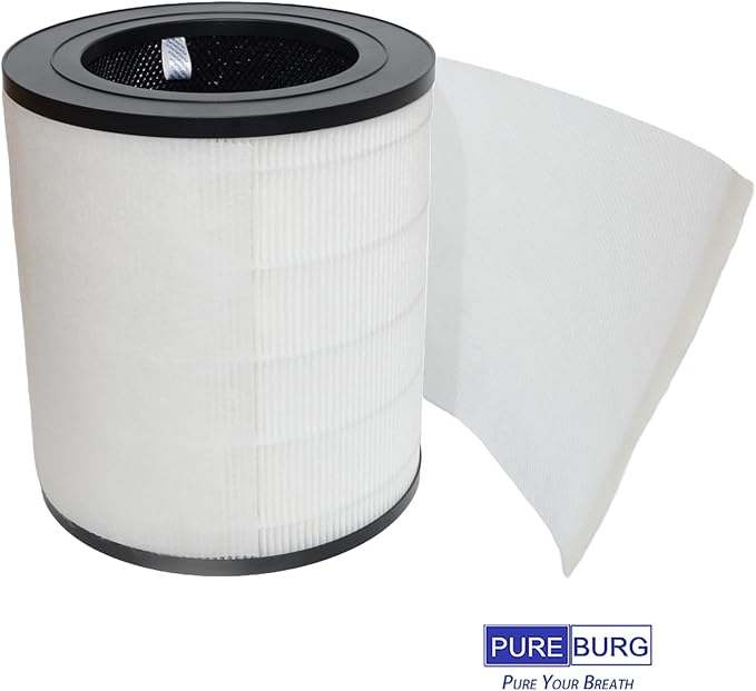 PUREBURG Replacement Filter Compatible With WISESKY WAS360 Series Air Purifier W-Cat, H13 HEPA + 4 x Pre-Filters (WFS360 + WSP360) 3-Stage Filtration Air Clean