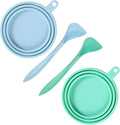 SLSON 2 Pack Pet Food Cover Universal Silicone Cat Dog Can Lids Fit Standard Size with Spoons, Light Blue and Green