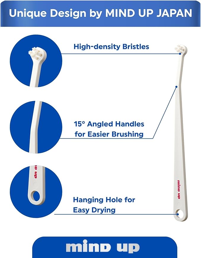 MIND UP Cat Toothbrush with Micro Head, 15° Angled Design for Easier Reach, Pet Toothbrush for Cats & Kittens, Gentle Everyday Brushing, Made in Japan