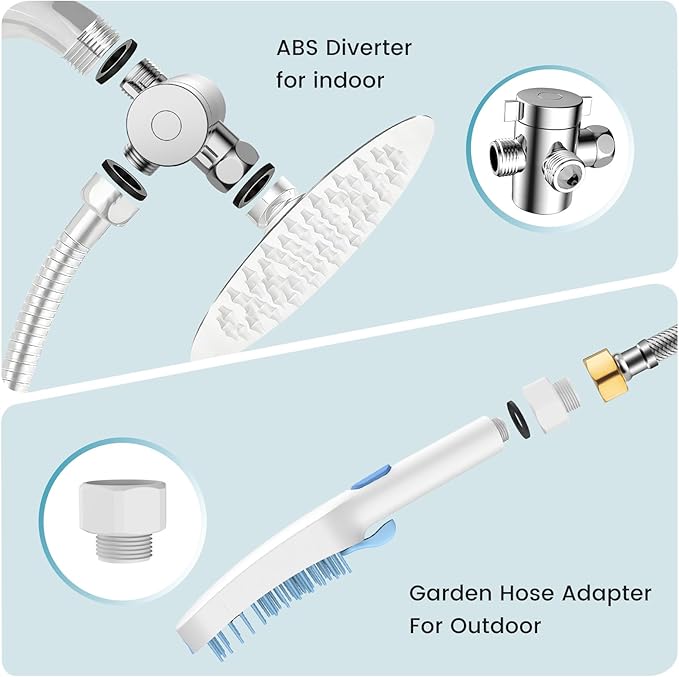 4 Mode Dog Shower Attachment, High Pressure Handheld Sprayer with ON/OFF Switch, 78 Inches Stainless Steel Hose, Diverter, Adhesive Holder, for Indoor/Outdoor Dog Bathing and Cleaning