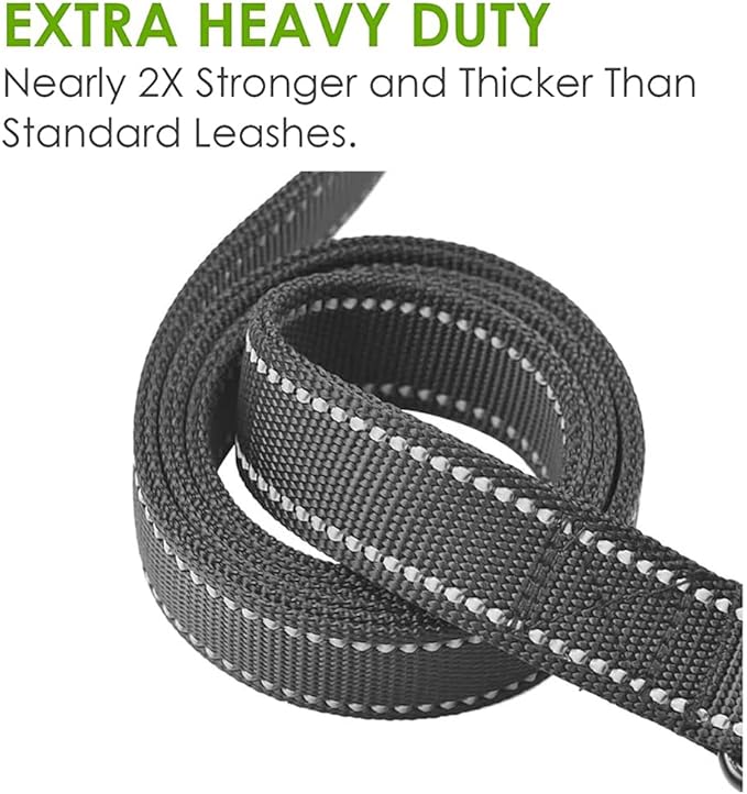 Heavy Duty Dog Leash - 2 Handles by Padded Traffic Handle for Extra Control, 6foot Long - Perfect for Medium to Large Dogs (Dark Blue, 6 ft)