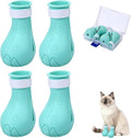 Gosknor 4 Pcs Silicone Cat Feet Claw Covers, Anti-Scratch Cat Nail Shoes Kitten Feet Paw Boots Cat Protector Caps to Prevent Scratching Pet Supplies for Bathing Shaving Grooming