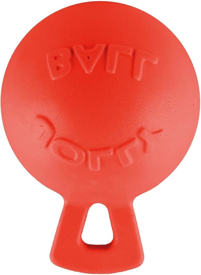 Jolly Pets Tug-n-Toss Heavy Duty Dog Toy Ball with Handle, 4.5 Inches/Small, Orange