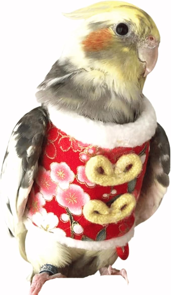 Bird Clothes, Bird Diapers, Handmade Pullover Sweaters Flight Suits Winter Warm Clothing, Role-Playing Photos Prop (Pink,2XL)