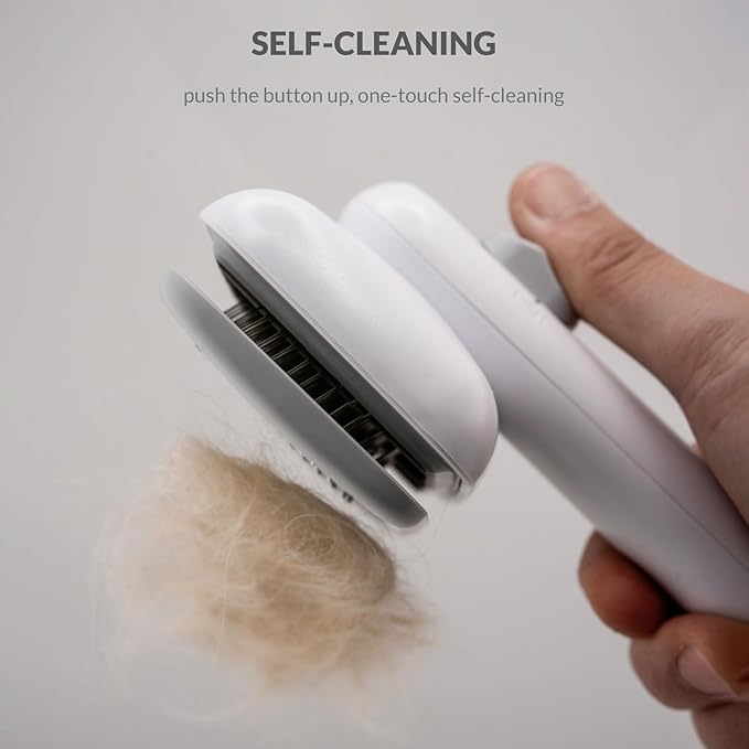 Self Cleaning Shedding Brush Grooming Tool for Long and Short Haired Dogs Cats Deshedding Hair Removal (Black)