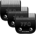7F Blades Dog Grooming Blades Compatible with Andis/Oster A5/Wahl KM-10 Series Dog Clippers,Detachable Clipper Replacement Blade,Black (7FC/3PCS)