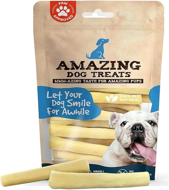 Amazing Dog Treats - Cow Tail Dog Chews (6 Inch Regular - 6 Pack) - Sourced from 100% Grass Fed Cattle - All Natural - Long Lasting Chew for Dogs - Rawhide Alternative for Dogs