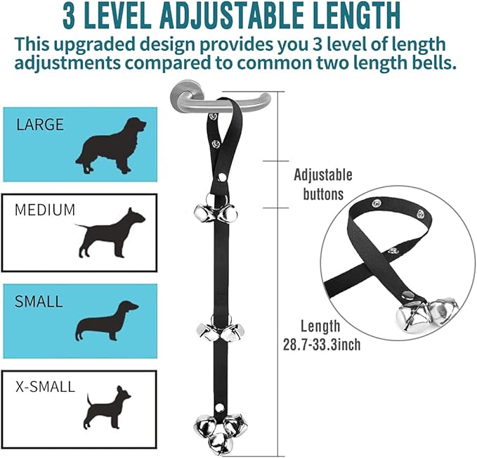 BLUETREE Dog Doorbells Premium Quality Training Potty Great Dog Bells Adjustable Door Bell Dog Bells for Potty Training Your Puppy The Easy Way - 7 Extra Large Loud 1.4 DoorBells