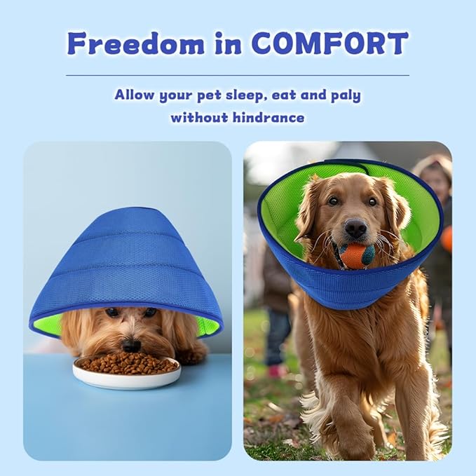Mosago Soft Dog Cone Collar after Surgery Alternative for Dogs to Stop Licking, Comfort Collars for Large/Medium/Small Pet, Adjustable Elizabethan Neuter Recovery E Cones of Shame Neck & Head Ecollars