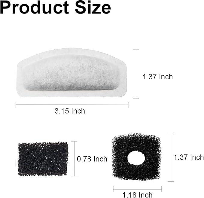 Cat Water Fountain Filter for 67Oz Satainless Steel Pet fountain, Dog Cat Fountain Filter Replacement with Pump Sponges (12filters&12sponges)