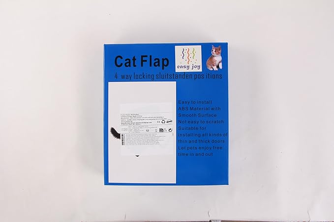 EASY JOY Cat Doors(Outer Size 8.6" x 7.5"), 4-Way Locking Cat Door for Interior Exterior Doors, Weatherproof pet Door with Magnet for Cat or Dog < 16.1 inches in Girth(White M)