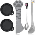 5 Pcs Pet Food Can Supplies Set - Dog and Cat Food Lid, Can Opener, Spoons for Wet Food (Gray Black)
