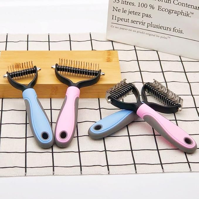 Dog Grooming Deshedding Brush Pet Hair Remover, Cat Dog Undercoat Comb: Stainless Steel Shedding Blade - Coat Thinning Trimmer | Grooming Tool for Short/Long Hair Dogs/Cats Shedding Control (Pink-S)