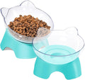 MILIFUN Raised Cat Food Bowls with Stand, Cat Dishes for Food or Water, Cats Tilted Bowl, Pet Dish with Stand (Blue Double Bowl)