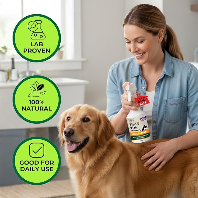 Nature’s Dome Outdoor Flea & Tick Spray – 16 oz – Kills & Repels Fleas, Ticks, Larvae & Eggs – Plant-Based Pest Control – Safe for Pets, Kids & Plants – Ready-to-User